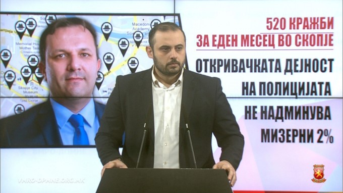 VMRO kërkon dorëheqje nga Spasovski: Për një muaj 520 vjedhje vetëm në Shkup