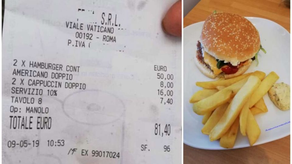 Bëhet virale fatura shokuese, 81 euro 2 hamburger e 2 kapuçino