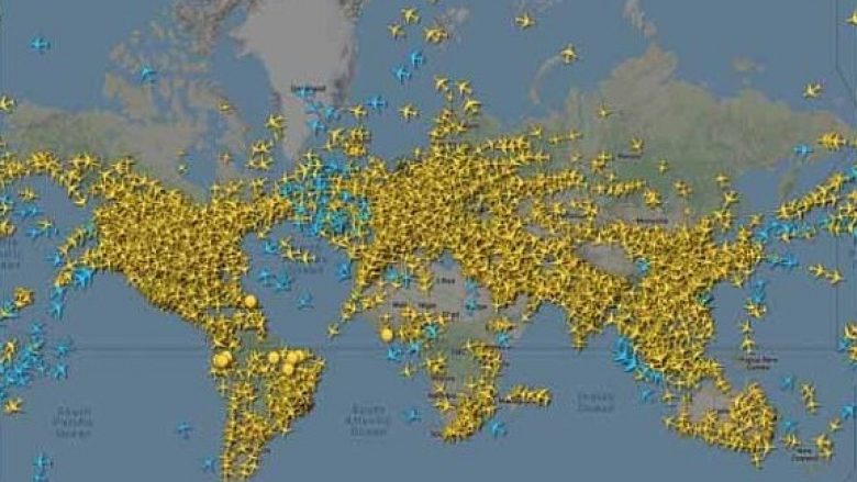 Hartat e radarëve tregojnë se sa më pak aeroplanë janë duke fluturuar, shkaku i ndalesave si pasojë e coronavirusit