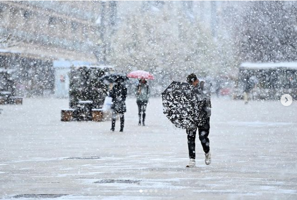 Pamje nga Prishtina e mbuluar nga bora