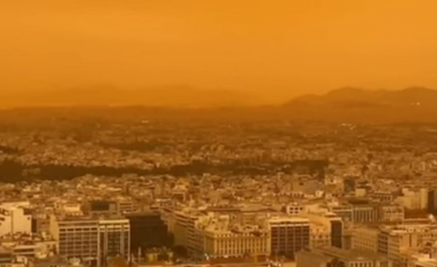 Athina bëhet portokalli  erërat mbartin pluhurin nga shkretëtira e Saharasë